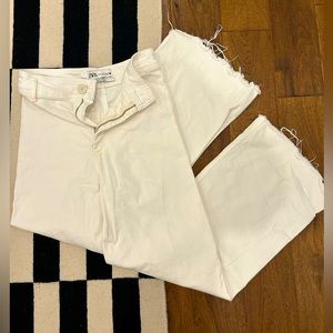 Zara Marine Straight White wide leg Denim